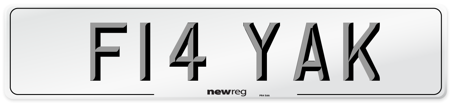 F14 YAK Number Plate from New Reg